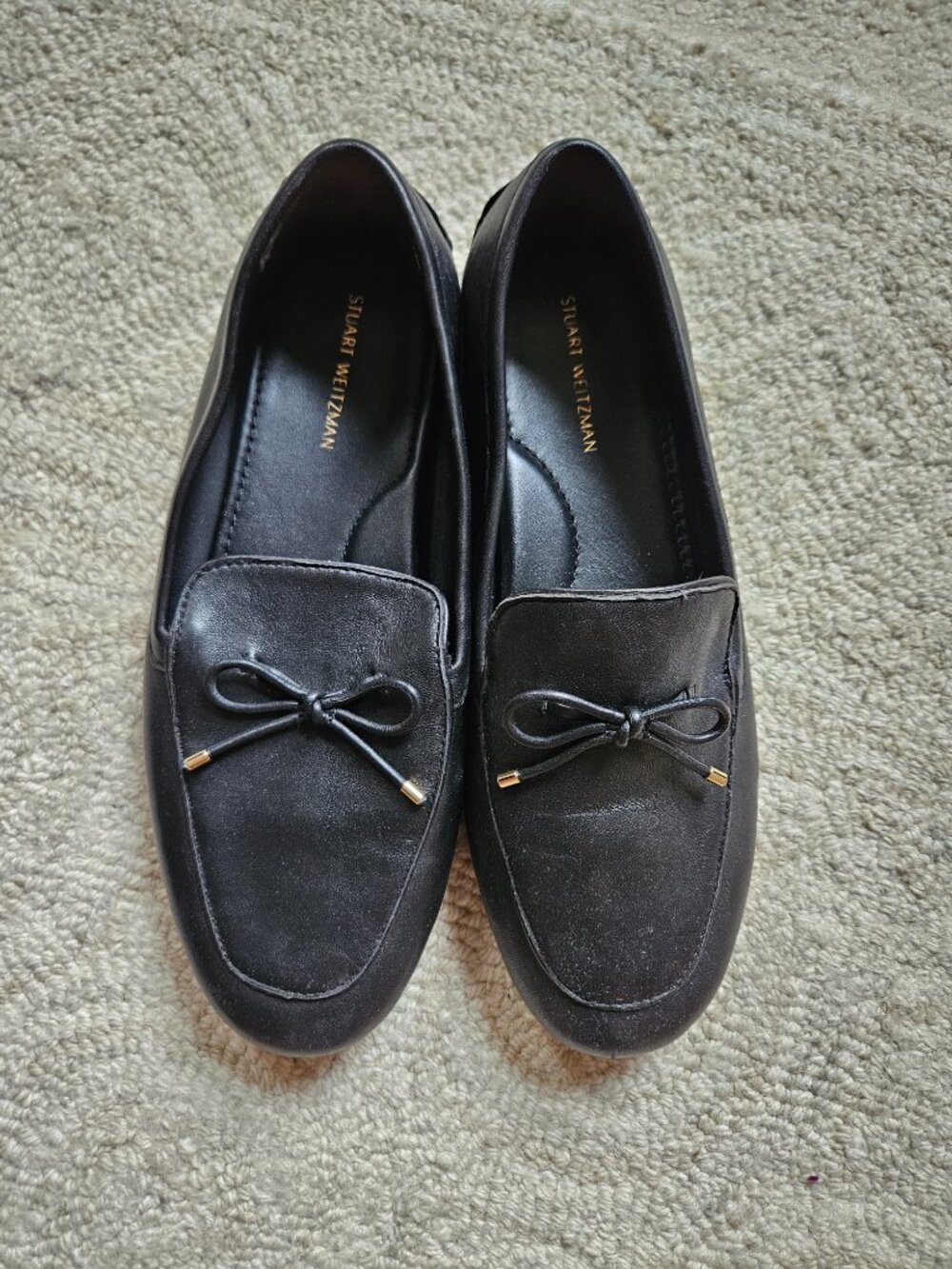 Stuart Weitzman Black Driving Loafers Shoes Size 8 Minimal Wear Slip-On
